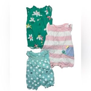 CARTERS BUNDLE FLORAL STRIPS ANIMAL PRINT SHORT SLEEVE LEGLESS JUMPERS